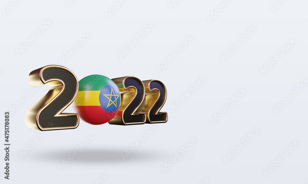 3d text 2022 Ethiopia flag rendering left view 3d text 2022 Ethiopia flag rendering left view