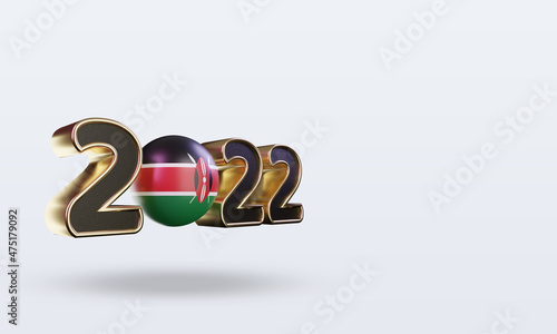 3d text 2022 Kenya flag rendering left view