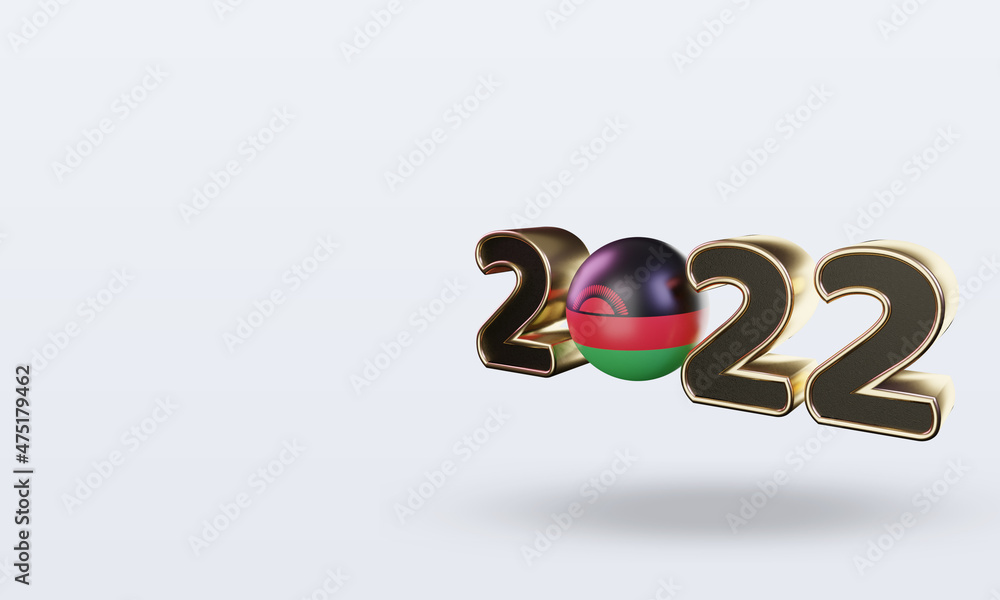 Fototapeta premium 3d text 2022 Malawi flag rendering right view