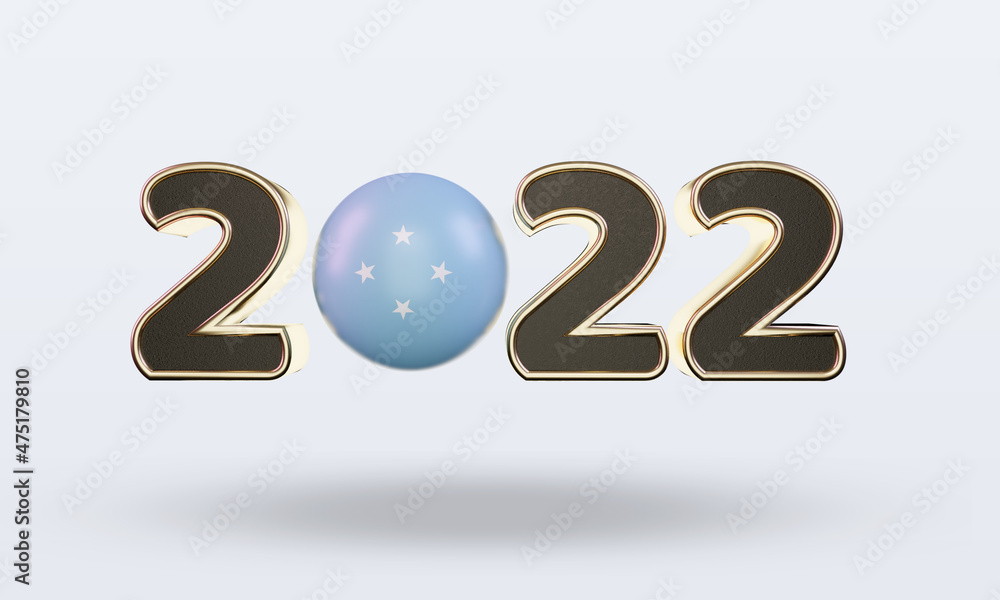 3d text 2022 Micronesia flag rendering front view 3d text 2022 Micronesia flag rendering front view