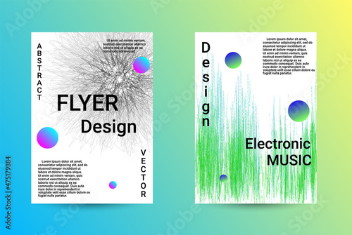Set of modern abstract musical backgrounds. Sound flyer for creating a fashionable cover, banner, poster, booklet.