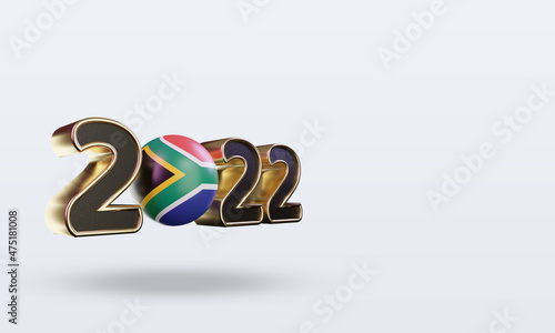 3d text 2022 South Africa flag rendering left view