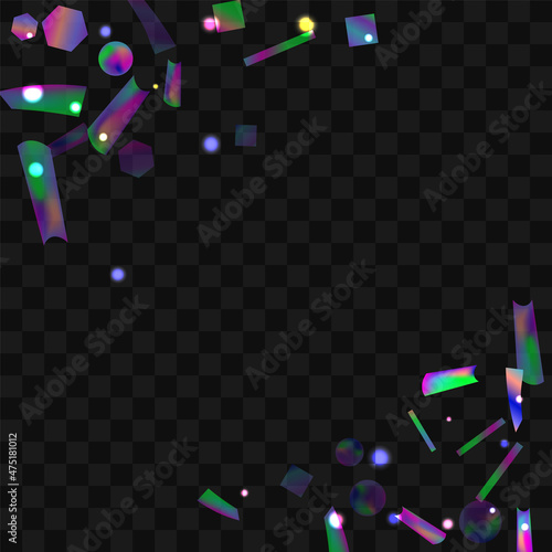 Hologram Confetti. Purple Blur Effect. Laser Colorful Backdrop. Webpunk Art. Holiday Foil. Light Glare.
