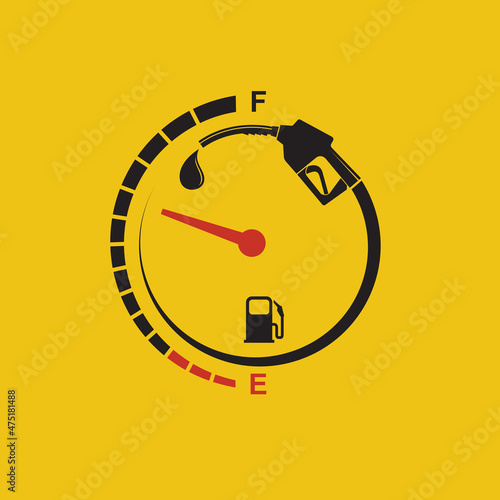 gasoline fuel pump nozzle poster isolated on yellow background