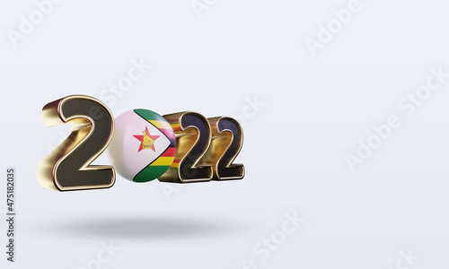 3d text 2022 Zimbabwe flag rendering left view