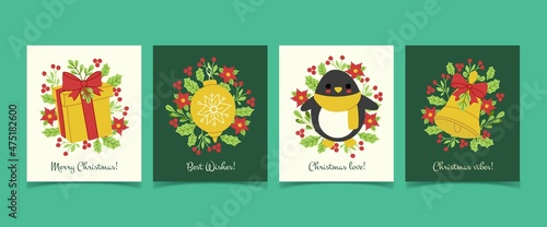 hand drawn christmas cards template vector design illustration