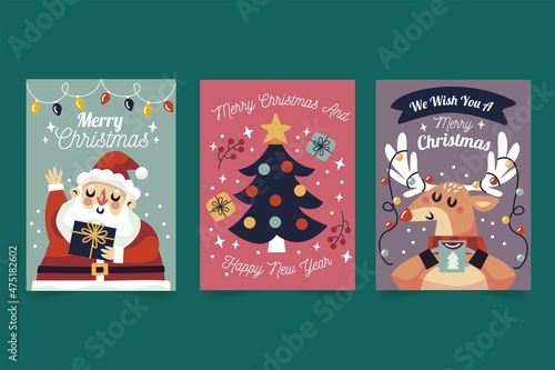 hand drawn christmas cards template vector design illustration © Pikisuperstar