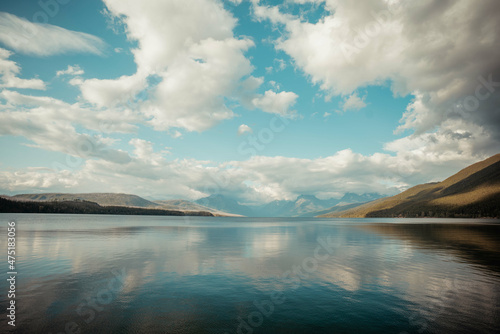 Calm Lake Mcdonald in Glacier National Park, Montana photo