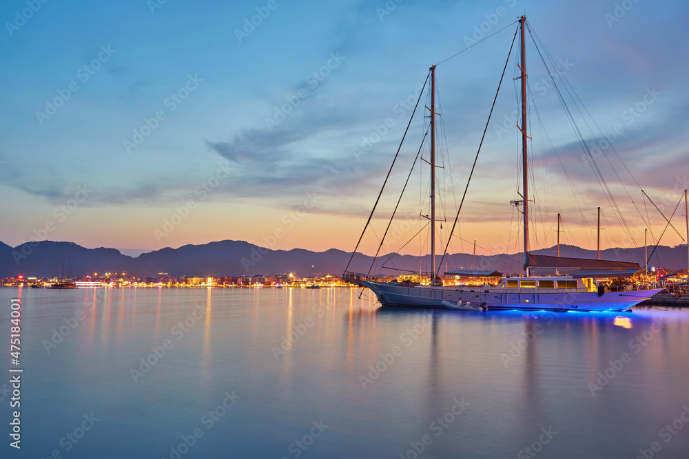 View over the beach coast of Marmaris in Turkey View over the beach coast of Marmaris in Turkey