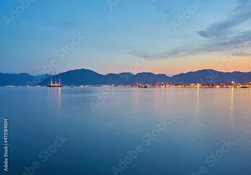 View over the beach coast of Marmaris in Turkey