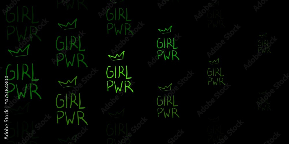 Dark Green vector backdrop with woman's power symbols. Dark Green vector backdrop with woman's power symbols.