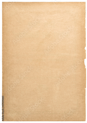 Old paper sheet texture isolated white background