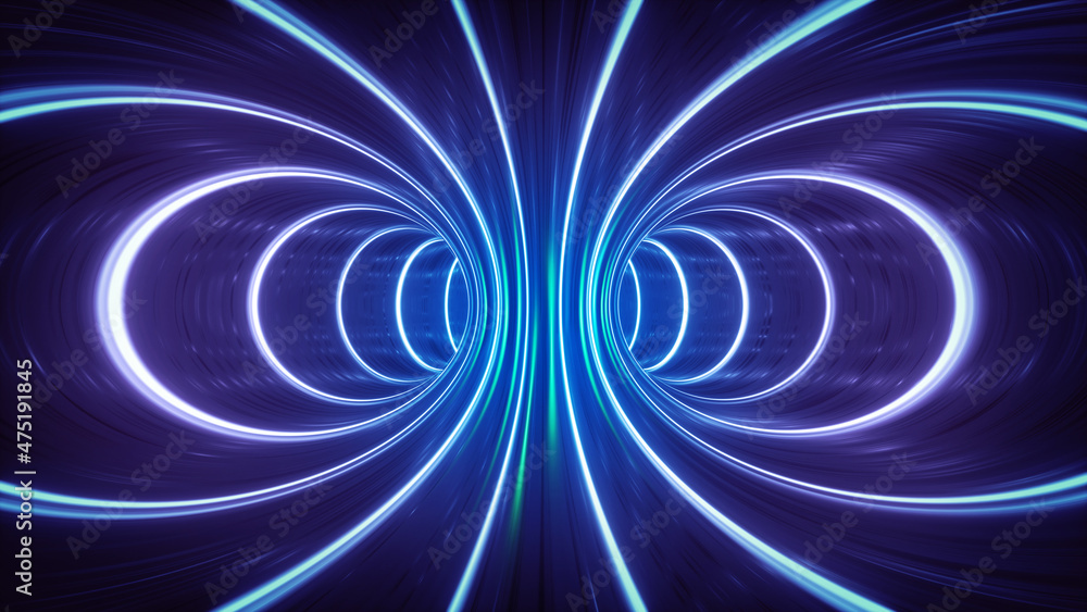3d render, abstract scientific background with fluorescent vertical lines glowing in ultraviolet light. Fantastic wallpaper - obrazy, fototapety, plakaty 