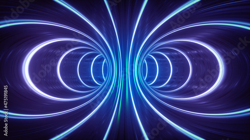 Принти на полотні 3d render, abstract scientific background with fluorescent vertical lines glowing in ultraviolet light