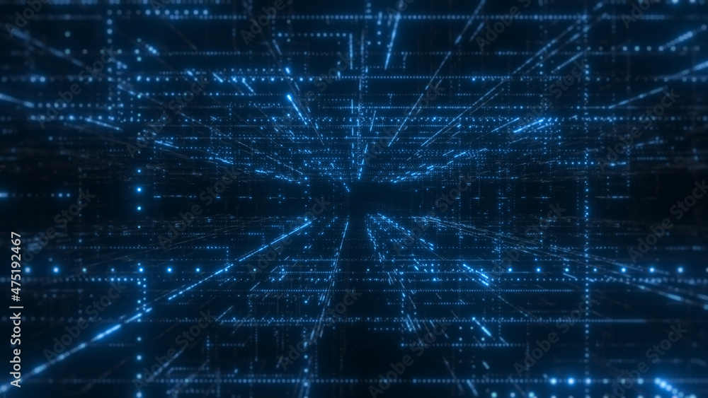 Grid, corner structure from glow particles. Grid, corner structure from glow particles.