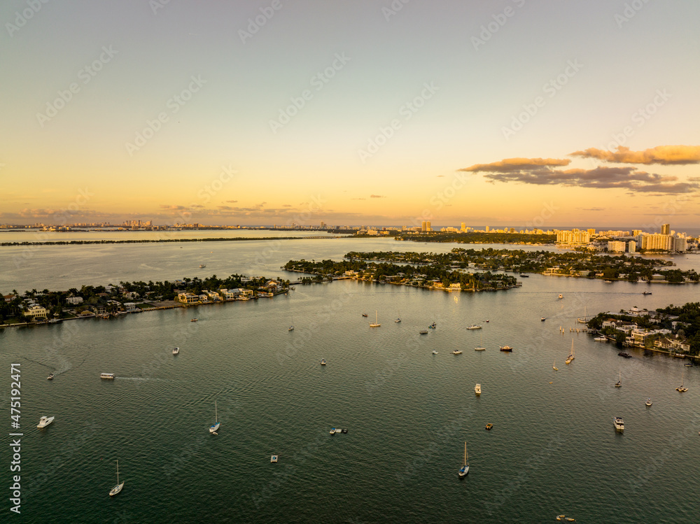 Venetian Islands Miami Beach and sailboats Venetian Islands Miami Beach and sailboats
