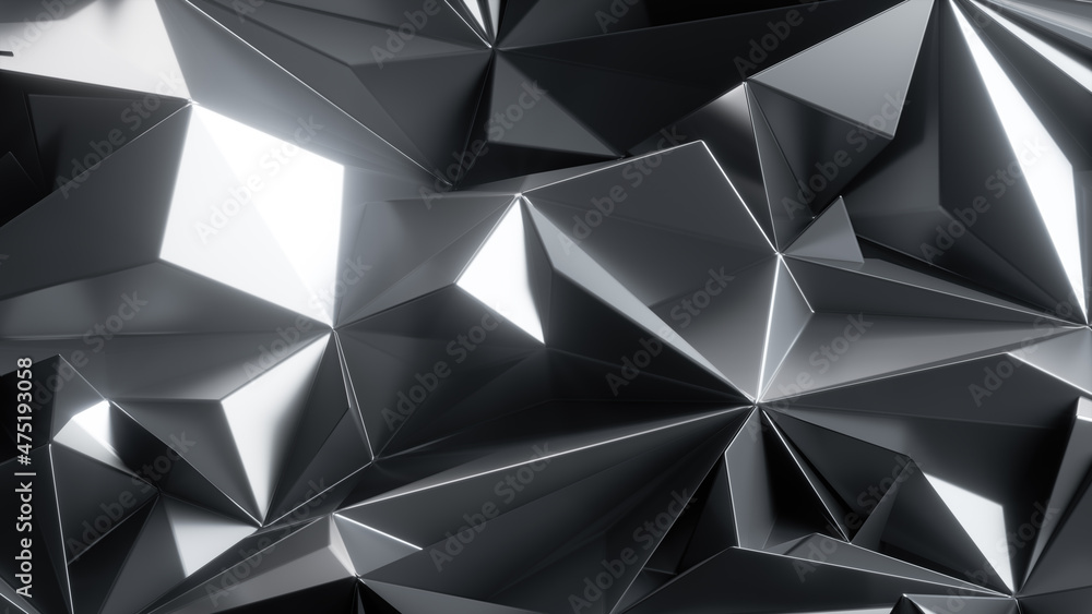 3d render, abstract shiny metallic background with faceted edges, fashion wallpaper, crystallized texture