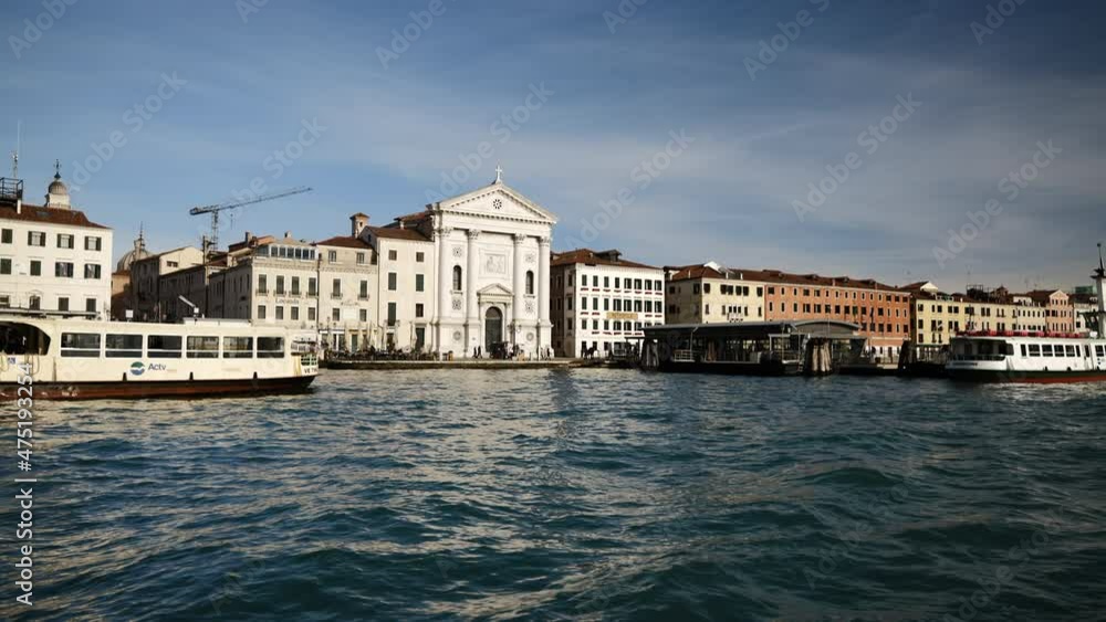 Venice, Italy - Public transport in the Venice lagoon, Boat tour through the canals and historic monuments of the lagoon city Venice, Italy - Public transport in the Venice lagoon, Boat tour through the canals and historic monuments of the lagoon city