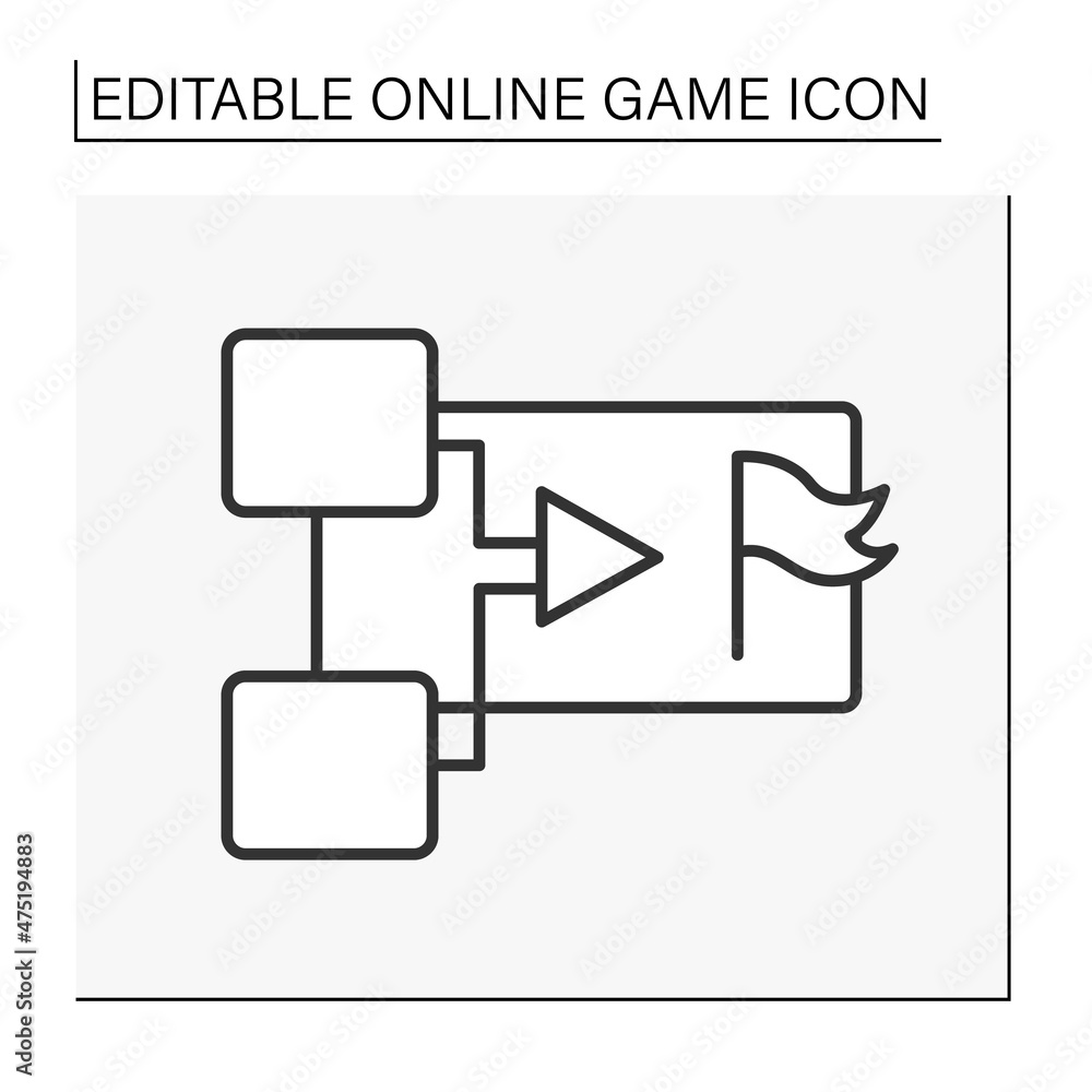 Game line icon. Strategy maze. Actions change game script. Online game concept. Isolated vector illustration.Editable stroke Game line icon. Strategy maze. Actions change game script. Online game concept. Isolated vector illustration.Editable stroke