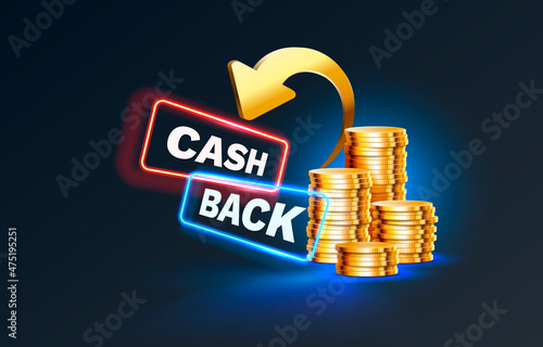 Cash back service, financial payment label. Vector
