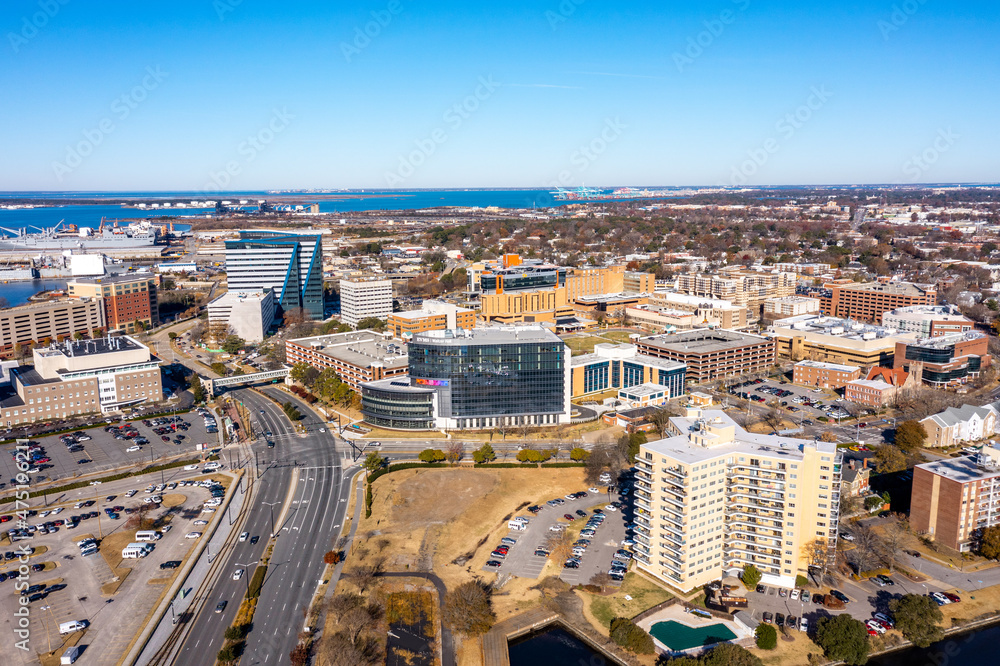 Fototapeta premium aerial view of norfolk virginia