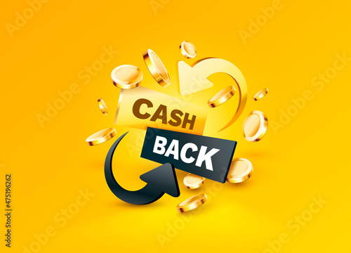 Cash back service, financial payment label. Vector photo