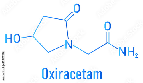 Oxiracetam nootropic drug molecule. Skeletal formula.