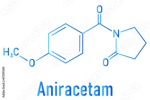 Aniracetam nootropic drug molecule. Skeletal formula.