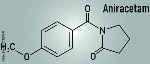 Aniracetam nootropic drug molecule. Skeletal formula.