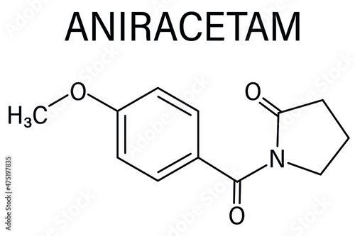 Aniracetam nootropic drug molecule. Skeletal formula.