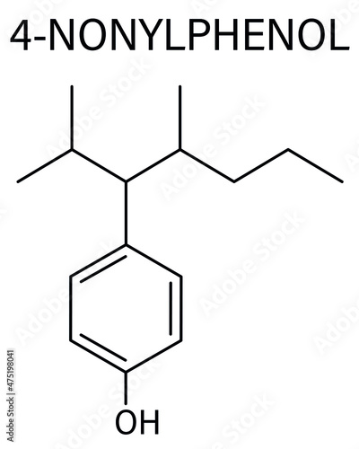 Nonylphenol endocrine disruptor molecule. Skeletal formula.
