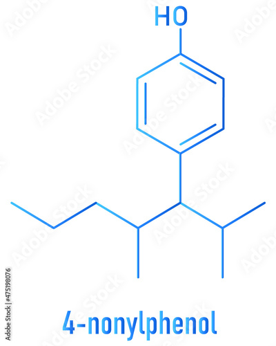 Nonylphenol endocrine disruptor molecule. Skeletal formula.