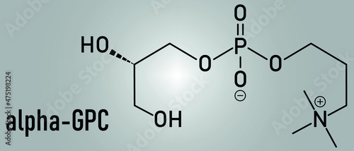 Alpha-GPC or L-Alpha glycerylphosphorylcholine, choline alfoscerate, molecule. Skeletal formula.