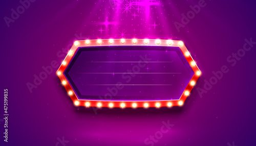 Show frame retro billboard, blank showtime text. Vector