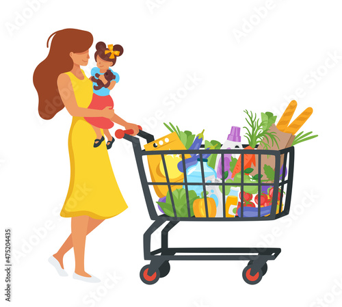 man with shopping cart full of products