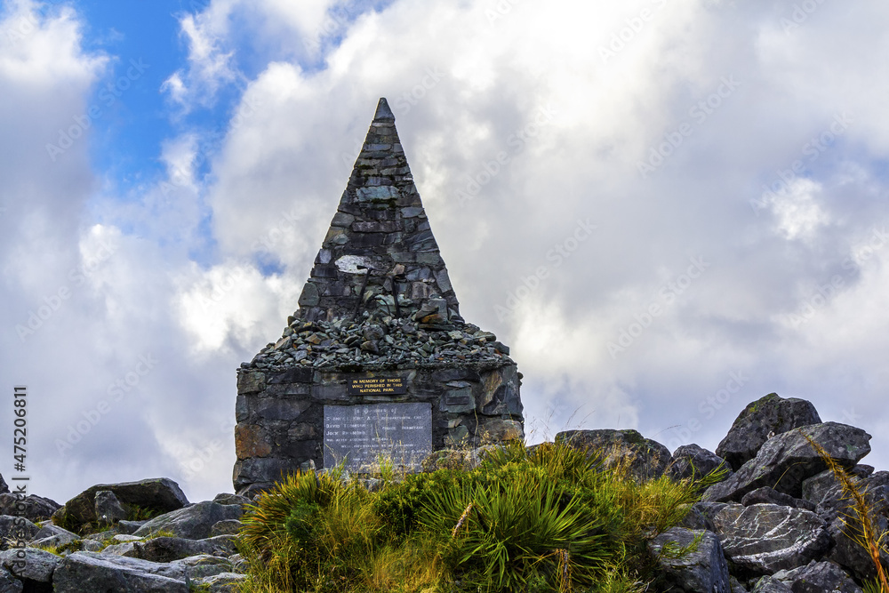 Monument at Aoraki Mount Cook National Park, New Zealand