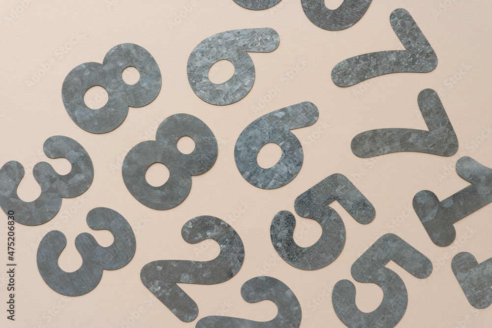 galvanized sheet metal number (cutouts) on paper galvanized sheet metal number (cutouts) on paper