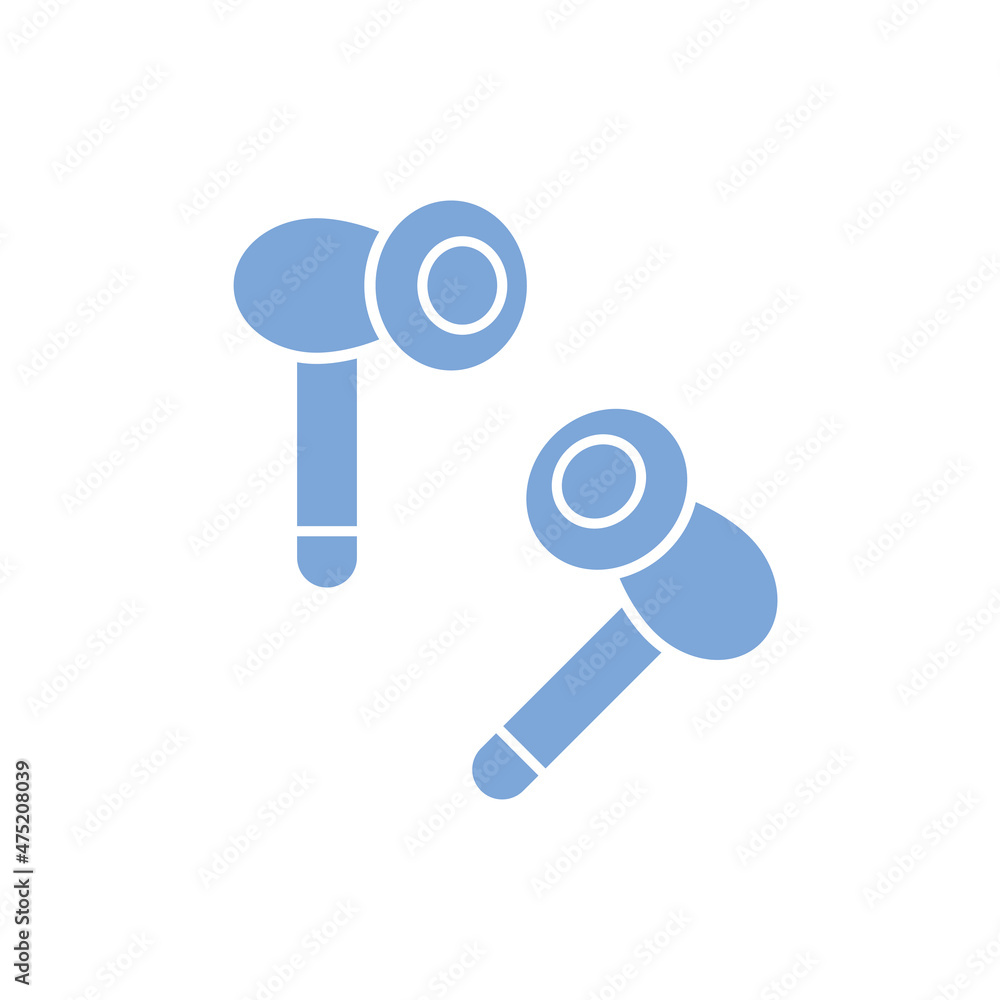 Wireless earphones headphones icon flat vector Wireless earphones headphones icon flat vector