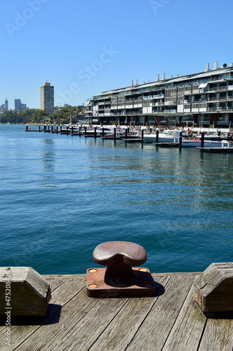 Photography A view from the deck of the Hickson Road wharf in the Rocks area of Sydney, Aust