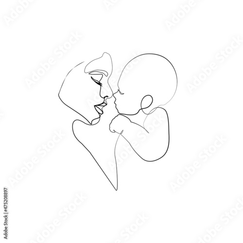 Mom and Child Print, Printable Nursery Line Art, Mother and Baby Wall Line Art, Minimal Line Art, Mother and Child Line Drawing	
