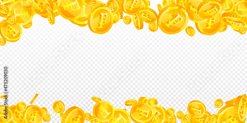 Swiss franc coins falling. Immaculate scattered CHF coins. Switzerland money. Gorgeous jackpot, wealth or success concept. Vector illustration.
