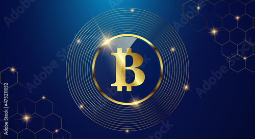 Token cryptocurrency Bitcoin ( BTC ), Gold coin symbol in shiny gold circle.