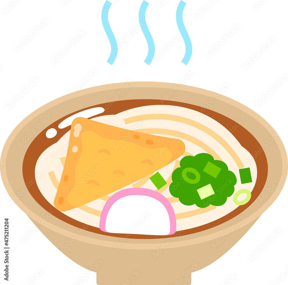 きつねうどんのデフォルメイラスト きつねうどんのデフォルメイラスト
