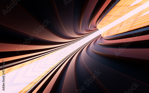 Neon lights and tunnels, 3d rendering.