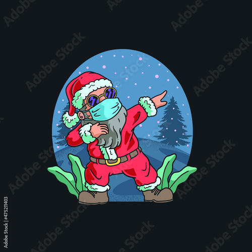 Cute Santa Claus Dabbing in Winter Night