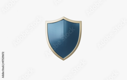 Shield with white background, 3d rendering.