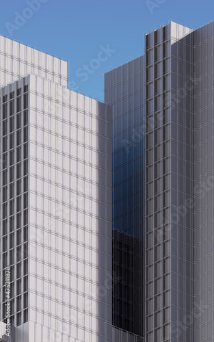 Urban building during the day  modular building 3d rendering.