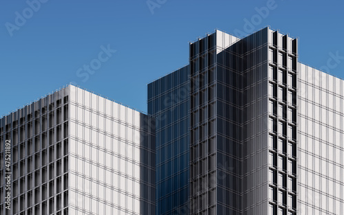 Urban building during the day  modular building 3d rendering.
