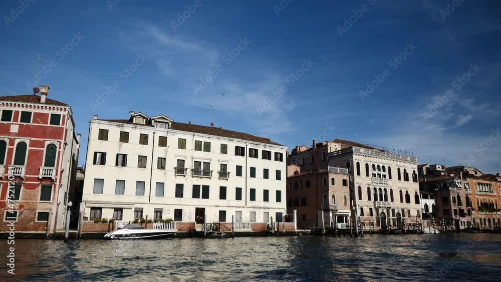 Venice, Italy - Public transport in the Venice lagoon, Boat tour through the canals and historic monuments of the lagoon city