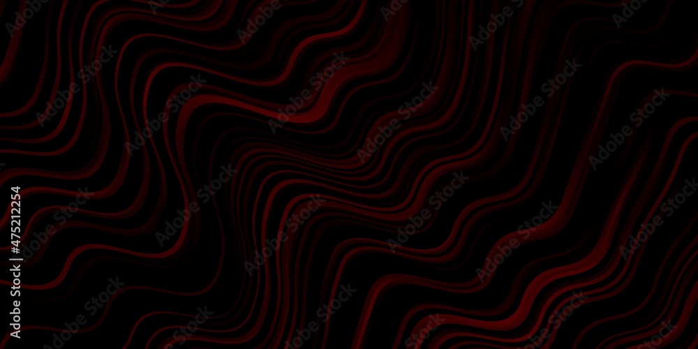 Fototapeta premium Dark Red vector template with curved lines.